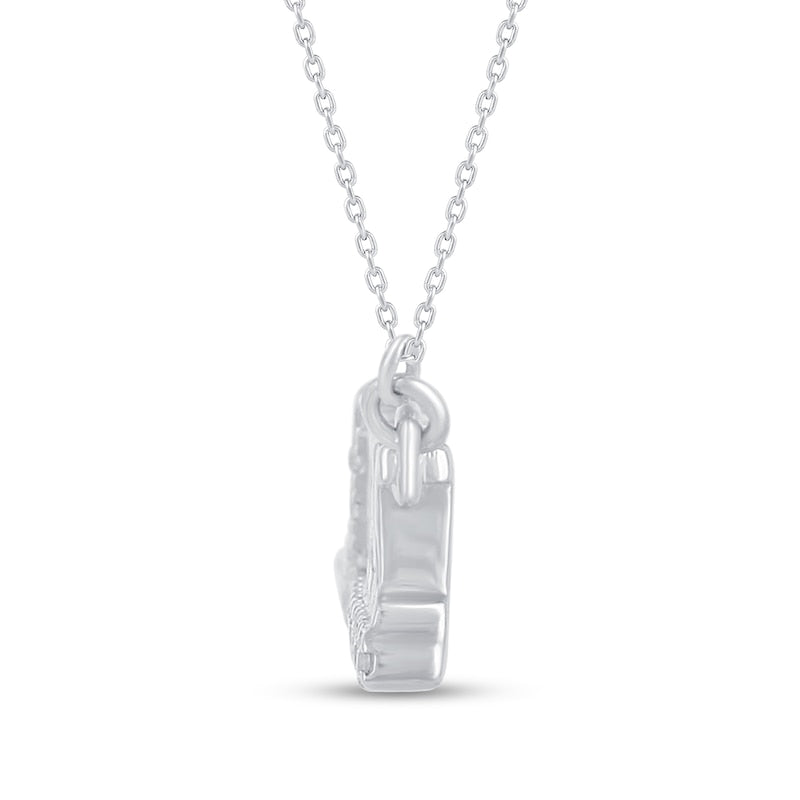 0.1 CT. T.W. Natural Diamond Underlined "HE/HIM" Necklace in Sterling Silver