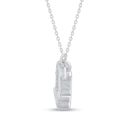 0.1 CT. T.W. Natural Diamond Underlined "HE/HIM" Necklace in Sterling Silver