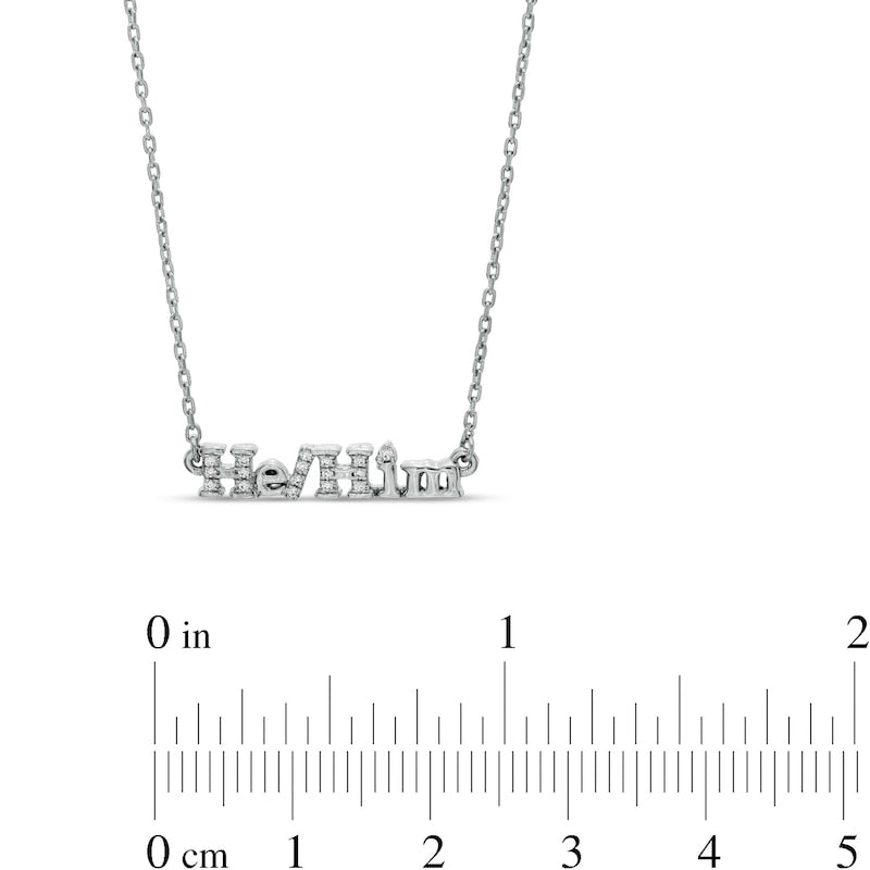 0.05 CT. T.W. Natural Diamond "HE/HIM" Necklace in Sterling Silver