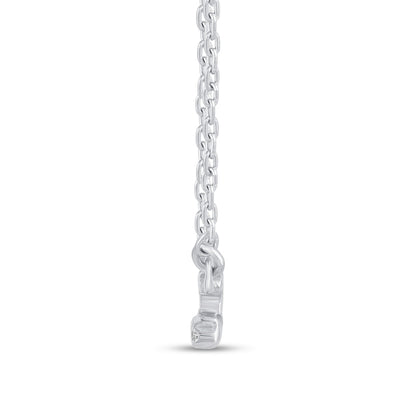 0.07 CT. T.W. Natural Diamond Underlined "She/Her" Necklace in Sterling Silver
