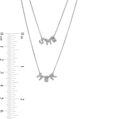 0.2 CT. T.W. Natural Diamond "SHE" and "HER" Double Strand Necklace in Sterling Silver