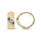 Men's Blue Sapphire and Diamond Accent Three Stone Slant Huggie Hoop Earrings in 10K Gold