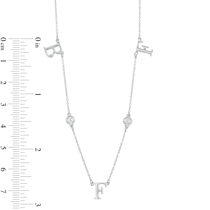 0.1 CT. T.W. Natural Diamond "BFF" Station Necklace in Sterling Silver