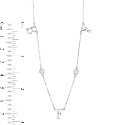 0.1 CT. T.W. Natural Diamond "BFF" Station Necklace in Sterling Silver