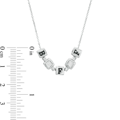 0.13 CT. T.W. Natural Diamond Beaded Cube "BFF" Necklace in Sterling Silver