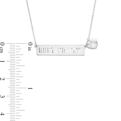 0.1 CT. T.W. Natural Diamond "BEST FRIEND" Cutout with Heart Necklace in Sterling Silver