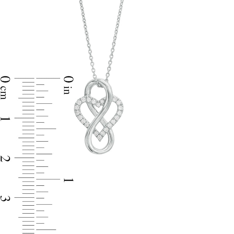 0.17 CT. T.W. Natural Diamond Heart in Infinity Loop Necklace in Sterling Silver