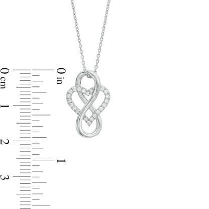 0.17 CT. T.W. Natural Diamond Heart in Infinity Loop Necklace in Sterling Silver