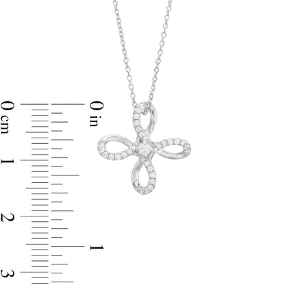 0.2 CT. T.W. Natural Diamond Loop Flower Pendant in Sterling Silver