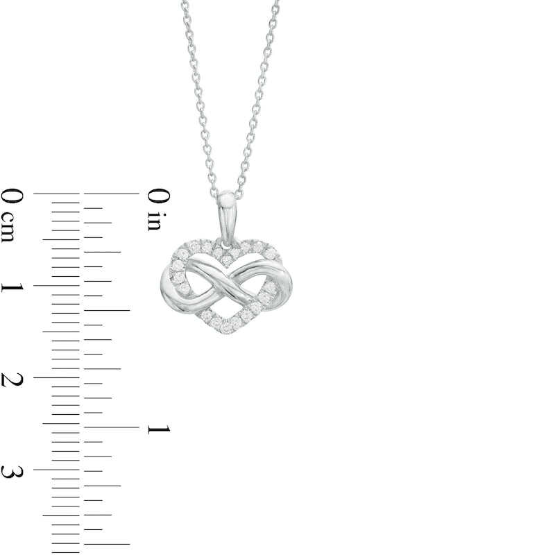 0.17 CT. T.W. Natural Diamond Heart in Infinity Loop Pendant in Sterling Silver