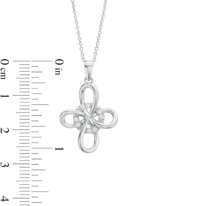 0.07 CT. T.W. Natural Diamond Interlocking Circle and Loop Pendant in Sterling Silver