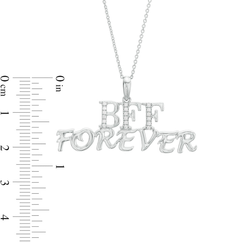 0.1 CT. T.W. Natural Diamond "BFF FOREVER" Pendant in Sterling Silver