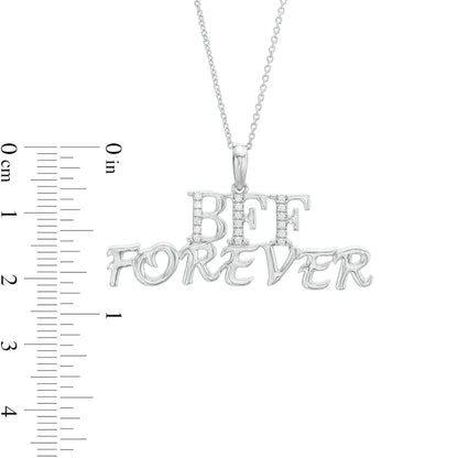 0.1 CT. T.W. Natural Diamond "BFF FOREVER" Pendant in Sterling Silver