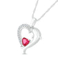 5.0mm Lab-Created Ruby and White Lab-Created Sapphire Dolphin Heart Pendant in Sterling Silver