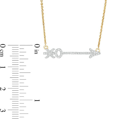0.17 CT. T.W. Natural Diamond "XO" Arrow Necklace in 10K Yellow Gold