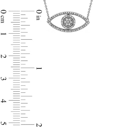 0.1 CT. T.W. Natural Diamond Beaded Evil Eye Necklace in 10K White Gold