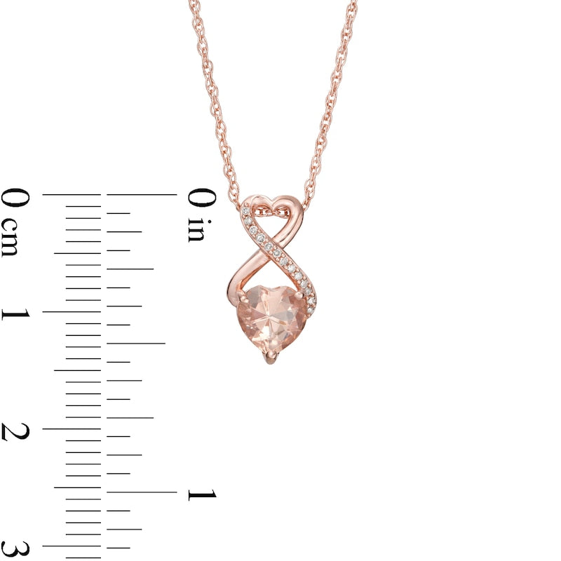 6.0mm Morganite and Natural Diamond Accent Heart-Shaped Infinity Pendant in 10K Rose Gold