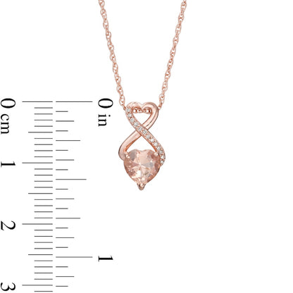 6.0mm Morganite and Natural Diamond Accent Heart-Shaped Infinity Pendant in 10K Rose Gold
