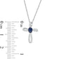 Oval Blue Sapphire and 0.1 CT. T.W. Natural Diamond Pinwheel Cross Pendant in 10K White Gold