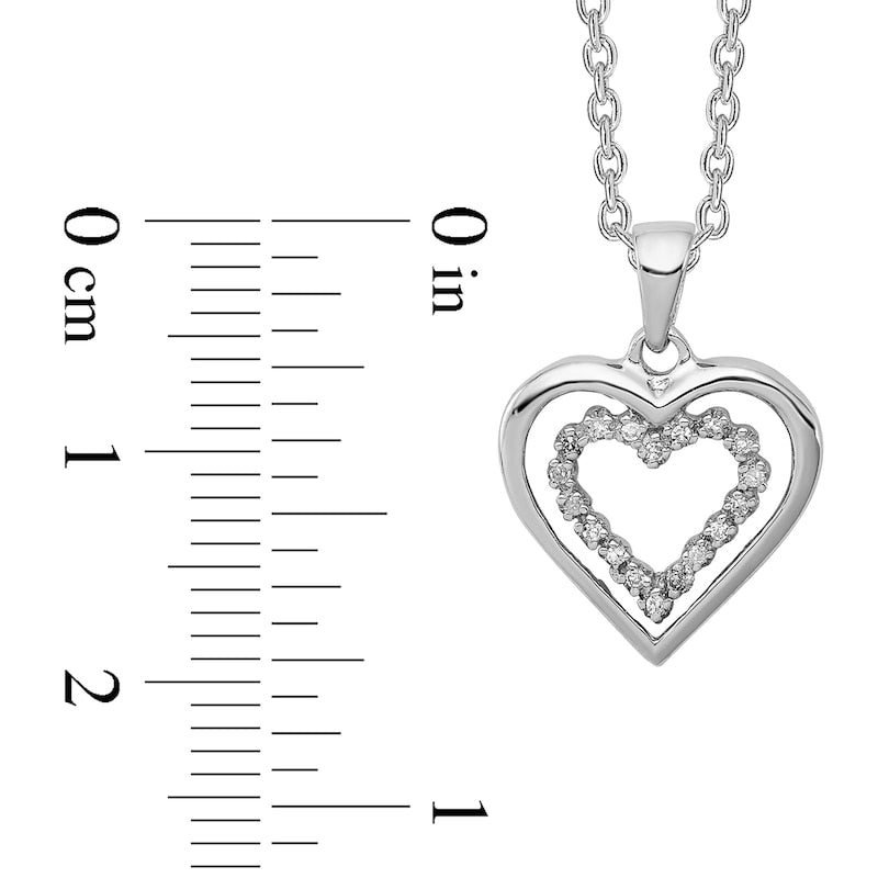 0.07 CT. T.W. Natural Diamond Double Heart Pendant in Sterling Silver