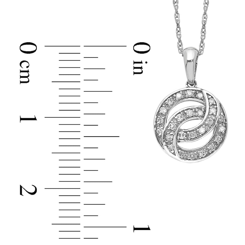 0.07 CT. T.W. Natural Diamond Interlocking Circles Drop Pendant in Sterling Silver