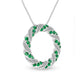 Lab-Created Emerald and White Lab-Created Sapphire Swirl Wreath Pendant in Sterling Silver