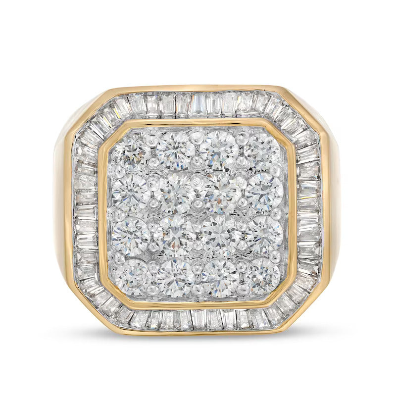Men's 3 CT. T.W. Multi-Diamond Octagonal Frame Ring in 10K Yellow Gold
