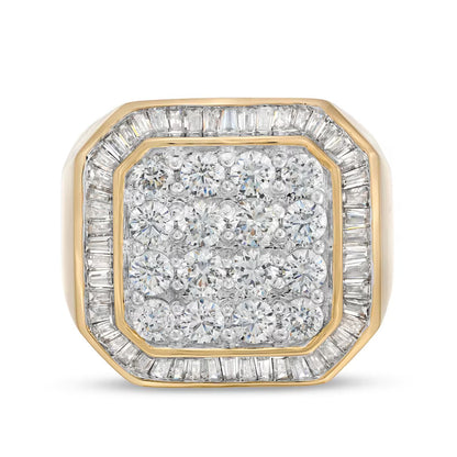 Men's 3 CT. T.W. Multi-Diamond Octagonal Frame Ring in 10K Yellow Gold