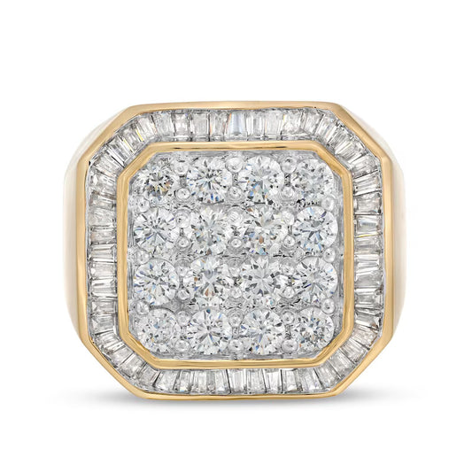 Men's 3 CT. T.W. Multi-Diamond Octagonal Frame Ring in 10K Yellow Gold