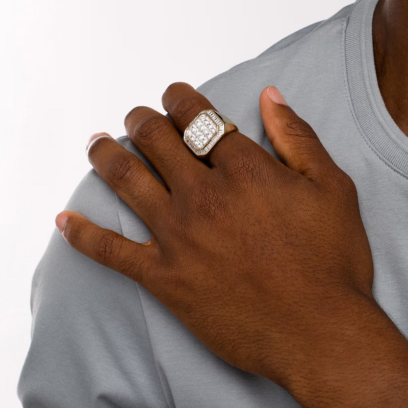 Men's 3 CT. T.W. Multi-Diamond Octagonal Frame Ring in 10K Yellow Gold