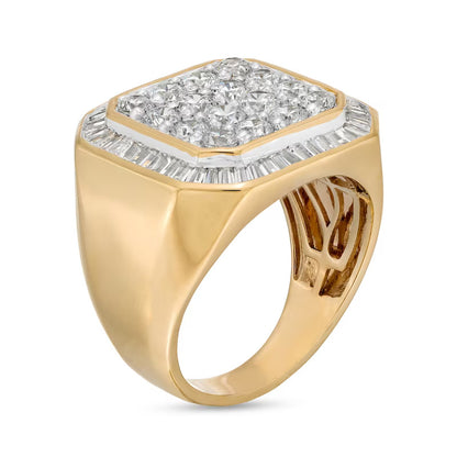Men's 3 CT. T.W. Multi-Diamond Octagonal Frame Ring in 10K Yellow Gold