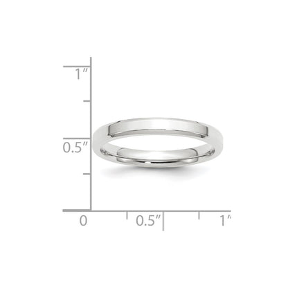 Solid 18K White Gold 3mm Bevel Edge Comfort Fit Men's/Women's Wedding Band Ring Size 9