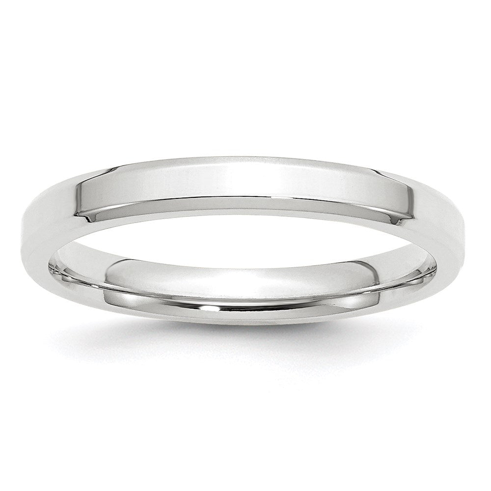 Solid 14K White Gold 3mm Bevel Edge Comfort Fit Men's/Women's Wedding Band Ring Size 14