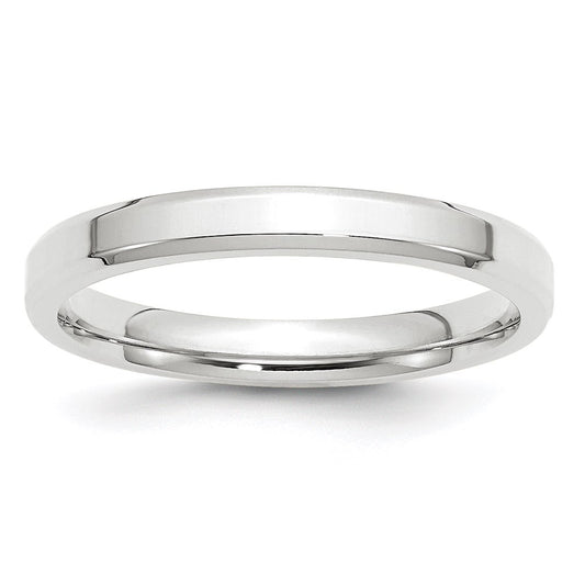 Solid 18K White Gold 3mm Bevel Edge Comfort Fit Men's/Women's Wedding Band Ring Size 8.5