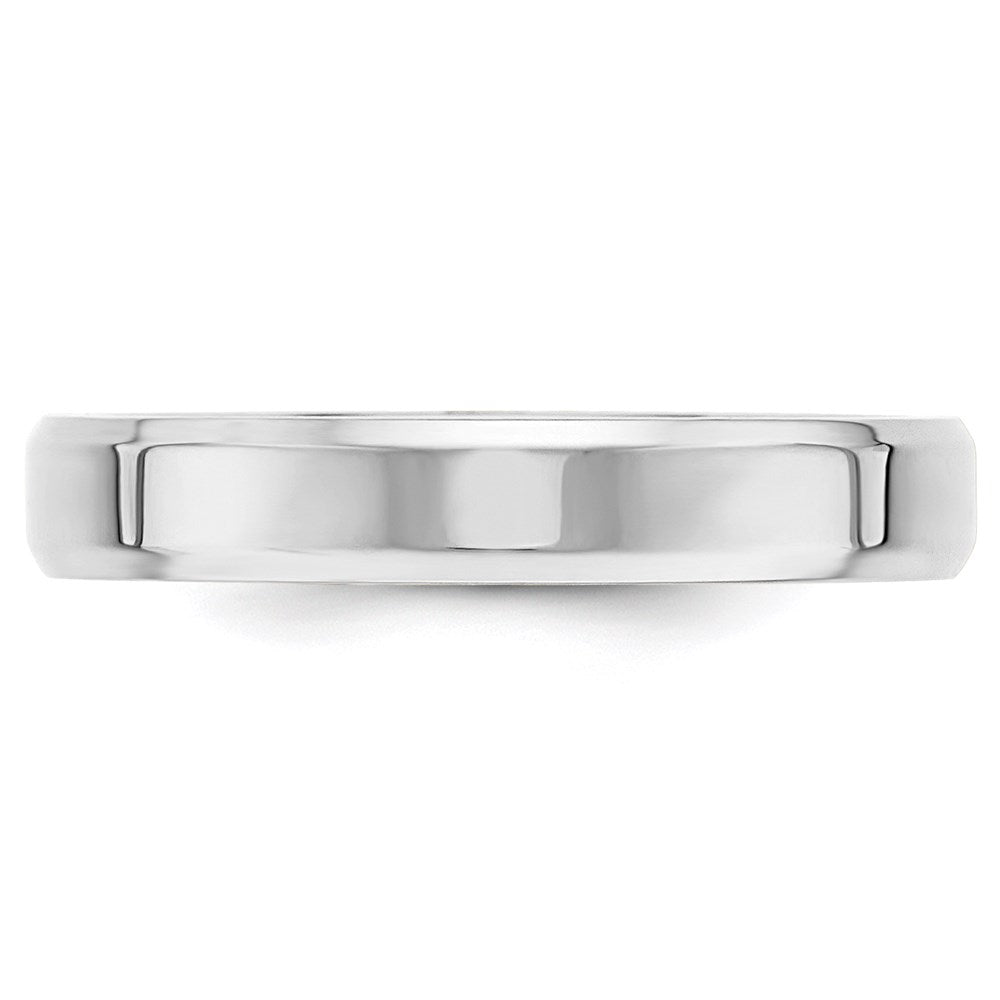 Solid 18K White Gold 4mm Bevel Edge Comfort Fit Men's/Women's Wedding Band Ring Size 8.5