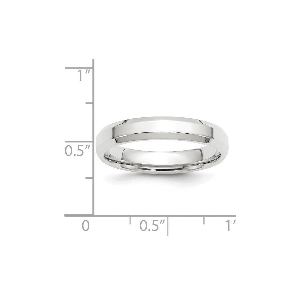 Solid 18K White Gold 4mm Bevel Edge Comfort Fit Men's/Women's Wedding Band Ring Size 6.5