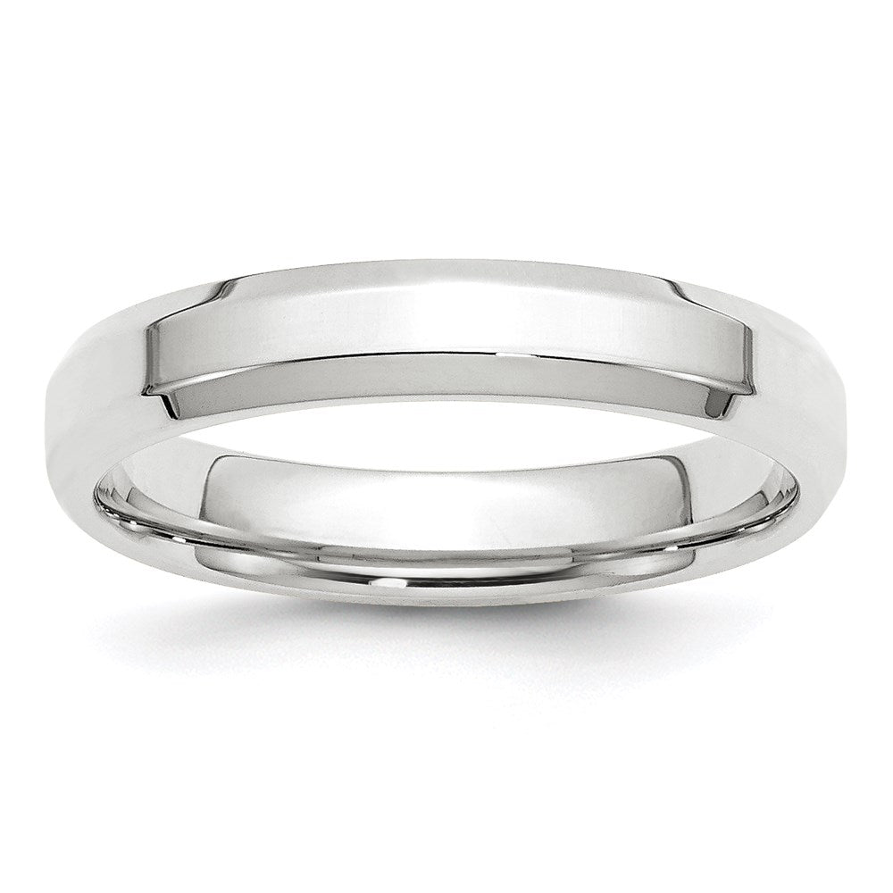 Solid 10K White Gold 4mm Bevel Edge Comfort Fit Men's/Women's Wedding Band Ring Size 13.5