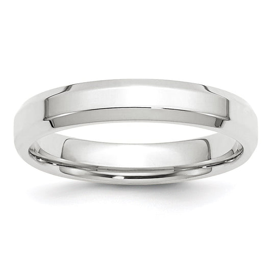 Solid 14K White Gold 4mm Bevel Edge Comfort Fit Men's/Women's Wedding Band Ring Size 11