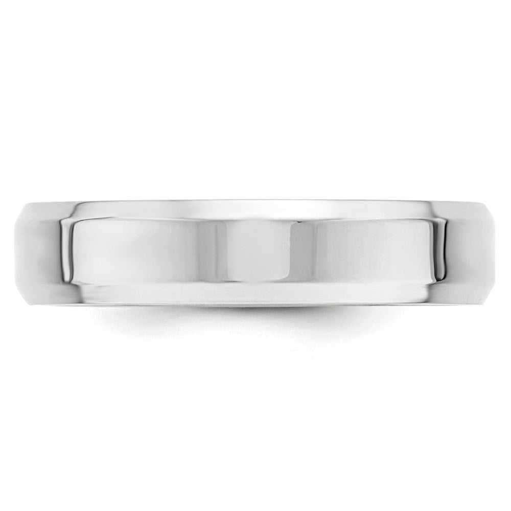 Solid 18K White Gold 5mm Bevel Edge Comfort Fit Men's/Women's Wedding Band Ring Size 10.5