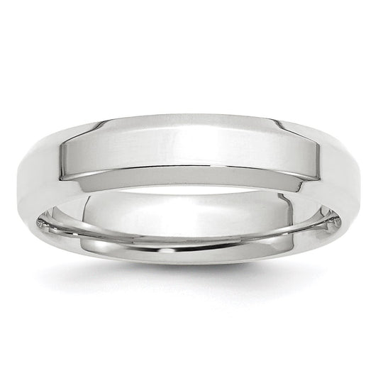 Solid 18K White Gold 5mm Bevel Edge Comfort Fit Men's/Women's Wedding Band Ring Size 14