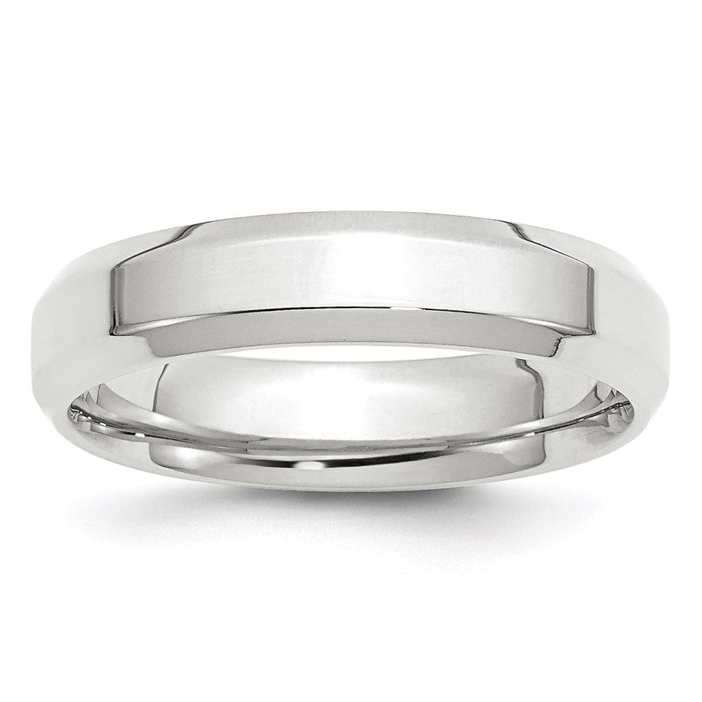 Solid 14K White Gold 5mm Bevel Edge Comfort Fit Men's/Women's Wedding Band Ring Size 6