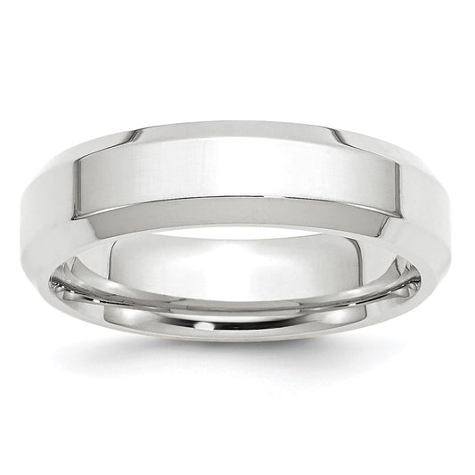Solid 14K White Gold 6mm Bevel Edge Comfort Fit Men's/Women's Wedding Band Ring Size 7