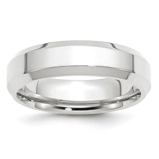 Solid 18K White Gold 6mm Bevel Edge Comfort Fit Men's/Women's Wedding Band Ring Size 4