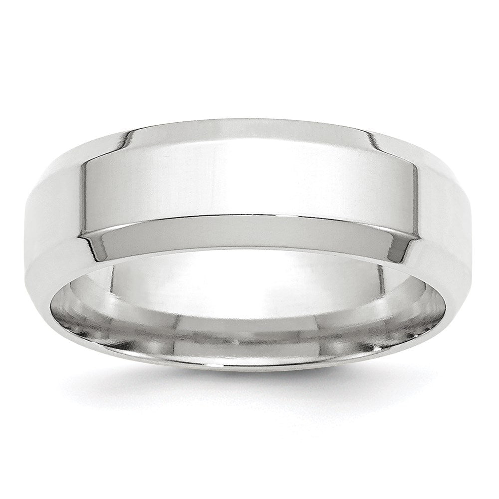 Solid 10K White Gold 7mm Bevel Edge Comfort Fit Men's/Women's Wedding Band Ring Size 11