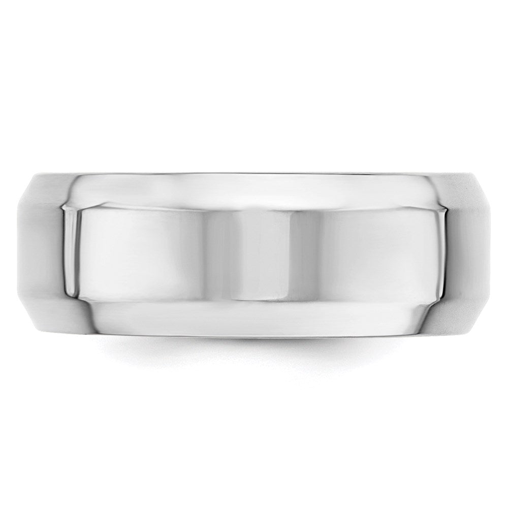 Solid 18K White Gold 8mm Bevel Edge Comfort Fit Men's/Women's Wedding Band Ring Size 6.5
