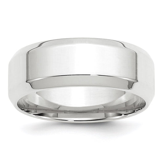 Solid 18K White Gold 8mm Bevel Edge Comfort Fit Men's/Women's Wedding Band Ring Size 10.5