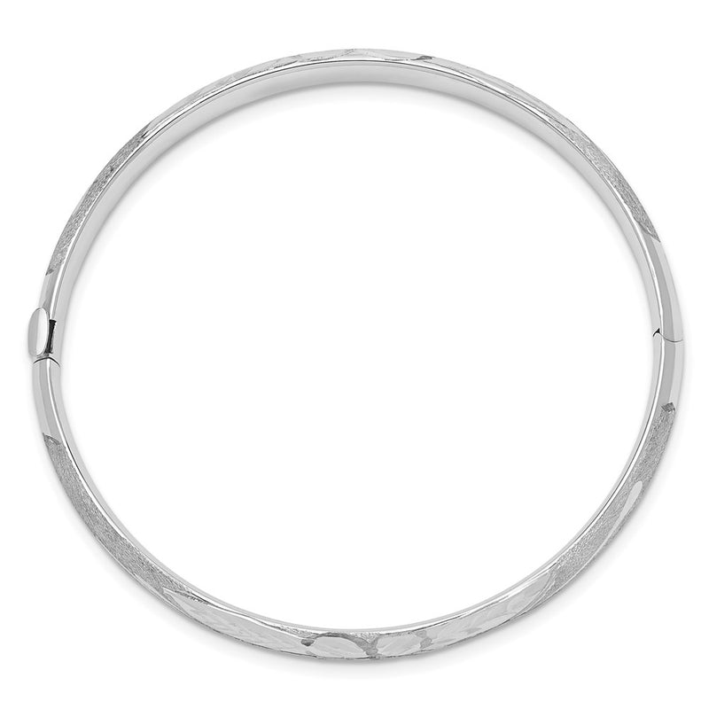 14k White Gold 3/16 White Gold Florentine Hinged Baby Bangle