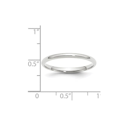 Solid 10K White Gold 2mm Light Weight Comfort Fit Men's/Women's Wedding Band Ring Size 11