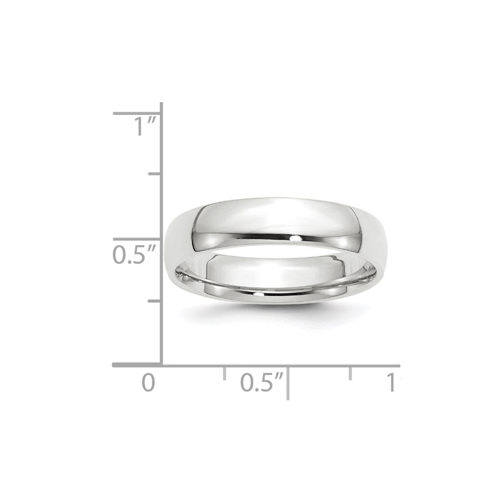 Solid 18K White Gold 5mm Light Weight Comfort Fit Men's/Women's Wedding Band Ring Size 12