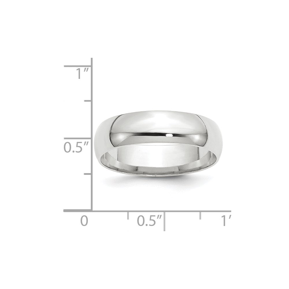 Solid 18K White Gold 6mm Light Weight Comfort Fit Men's/Women's Wedding Band Ring Size 7